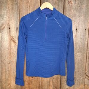 Lululemom Gorpcore Lite Chic Ventscape Ribbed Women 8 Long Sleeve Half Zip Blue